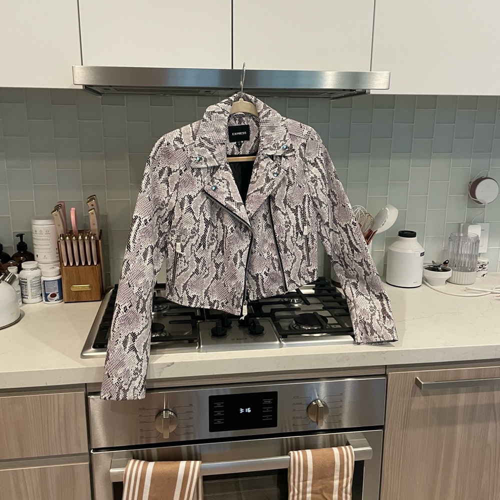 New snake skin print leather jacket
